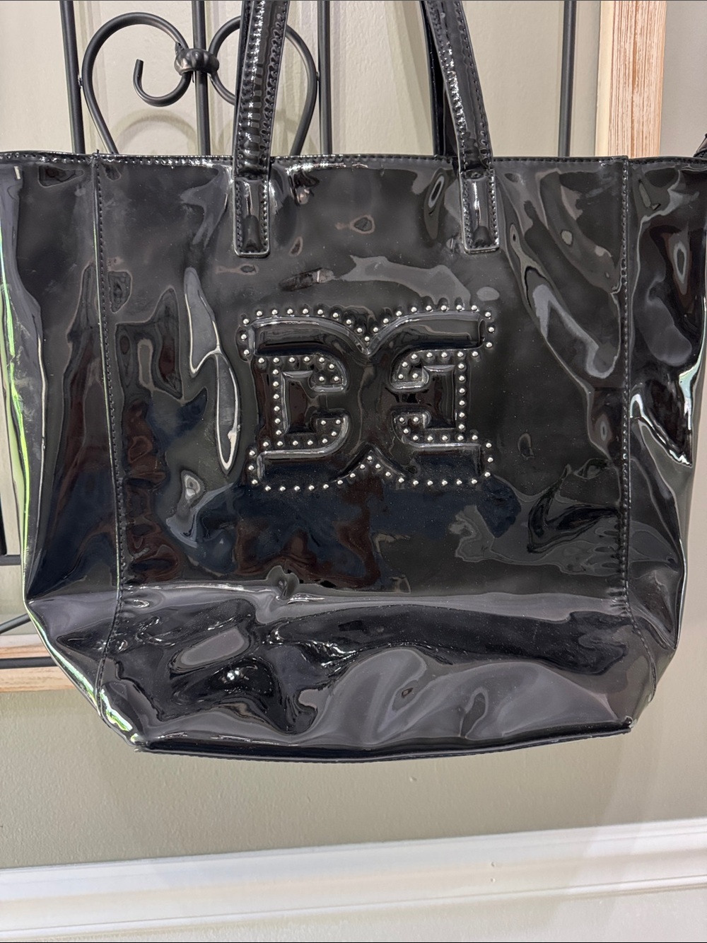 Sam Edelman Black Patent Tote with Studded Logo
